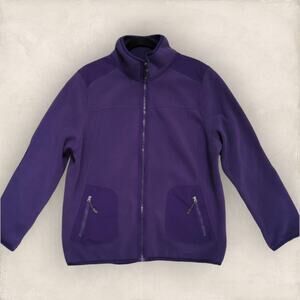 Green Tea Retro Purple Plum Zippered Fleece Cozy Jacket